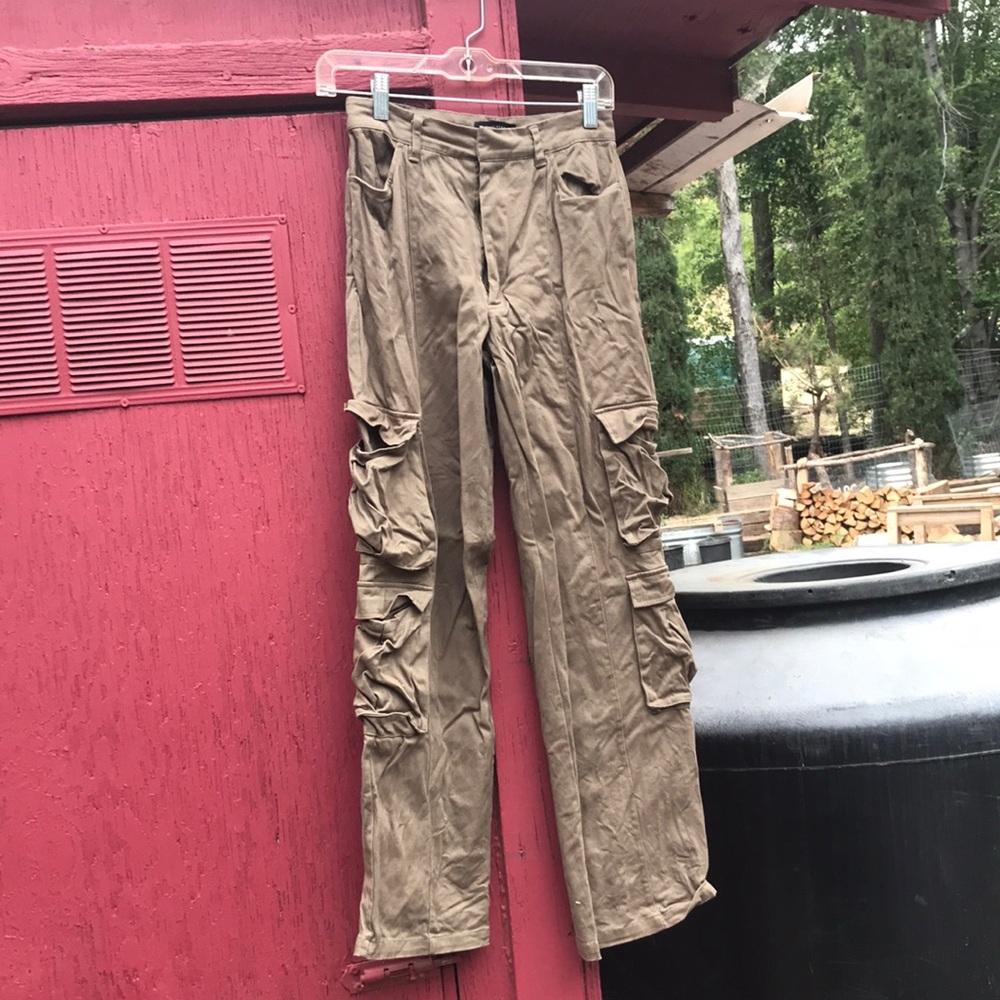 JLUXLABEL Women's Brown Cargo Jogger Pants with Multiple Pockets